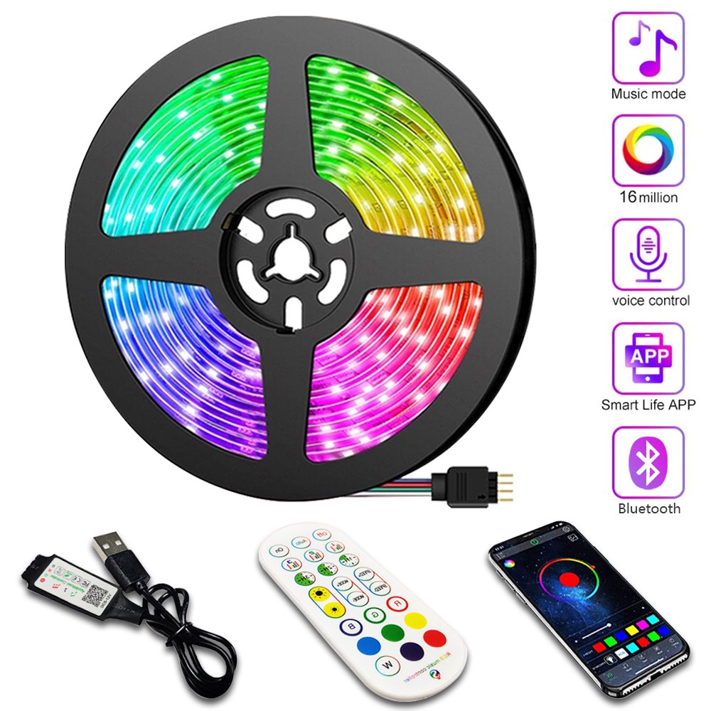 Led Strip Lights 1-20m Bluetooth Rgb 5050 2835 Usb 5v Music Flexible 