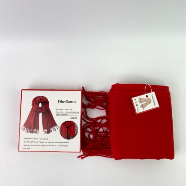 FiberSonata scraf Pure wool red scarf, Chinese Red Mother's Day/Women's Day gift for elders