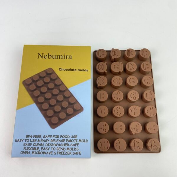 Nebumira Chocolate molds Circular emoticon chocolate molds are handmade for chocolate baking and can also be used for pudding and jelly. Production of gummies, etc